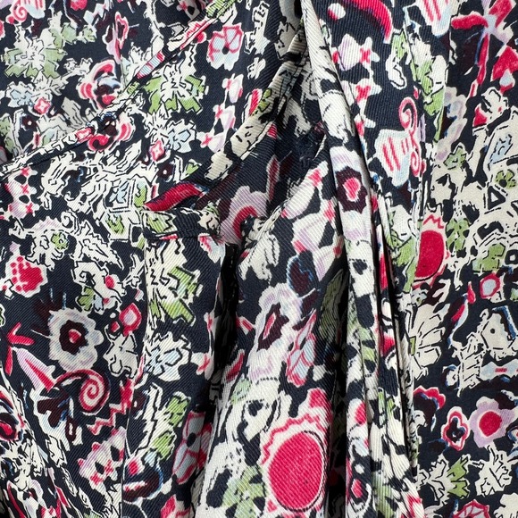 CINQ A SEPT Quinn Dress Womens Floral Print Navy Multi Layered Shirt Tie Midi - Picture 11 of 16